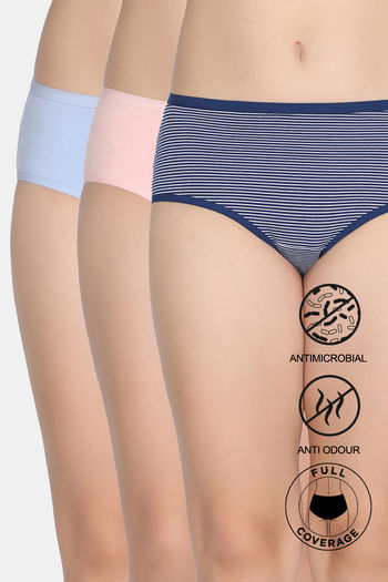 Buy Zivame Medium Rise Full Coverage Hipster Panty (Pack of 3) - Multicolor 